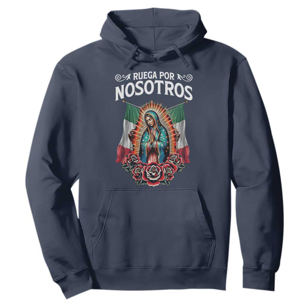 Our Lady of Guadalupe Hoodie Virgin Mary Mexican Flag TS14 Navy Print Your Wear