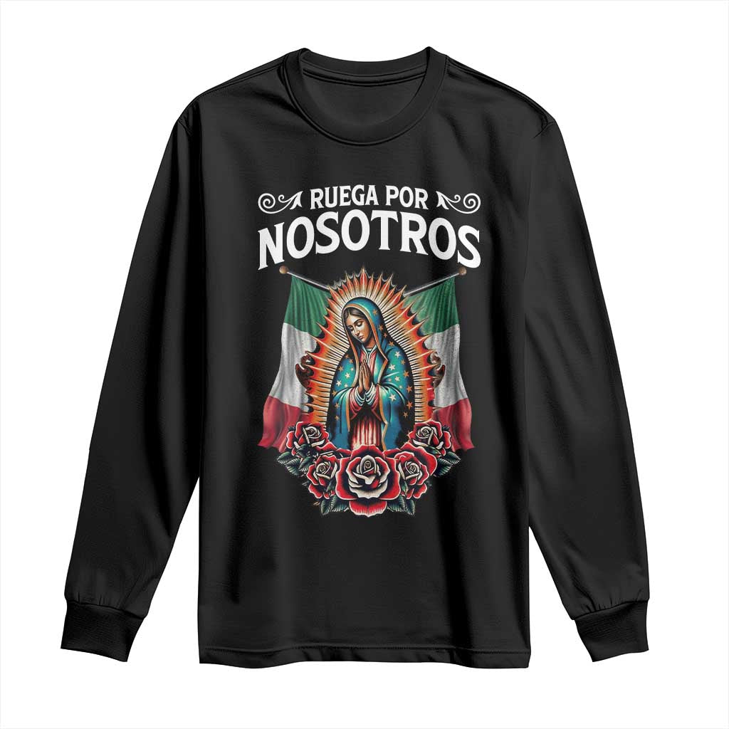Our Lady of Guadalupe Long Sleeve Shirt Virgin Mary Mexican Flag TS14 Black Print Your Wear