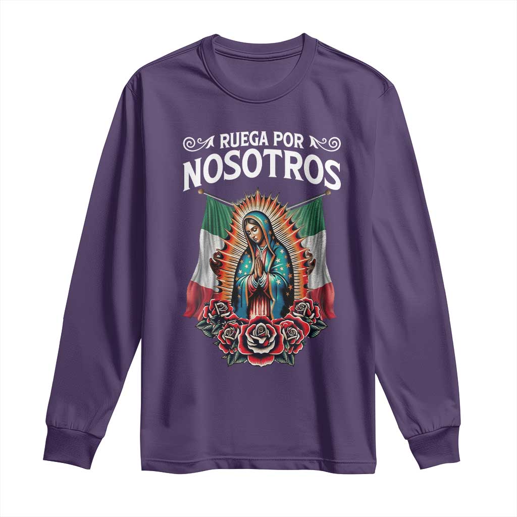 Our Lady of Guadalupe Long Sleeve Shirt Virgin Mary Mexican Flag TS14 Purple Print Your Wear