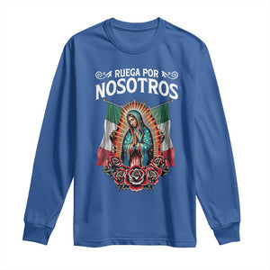 Our Lady of Guadalupe Long Sleeve Shirt Virgin Mary Mexican Flag TS14 Royal Blue Print Your Wear