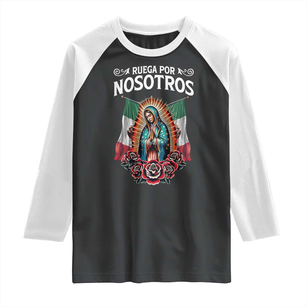 Our Lady of Guadalupe Raglan Shirt Virgin Mary Mexican Flag TS14 Black White Print Your Wear