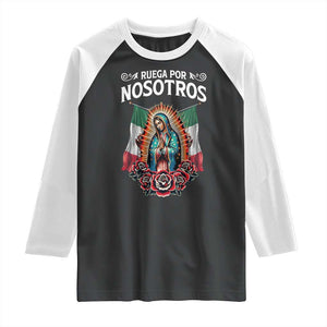 Our Lady of Guadalupe Raglan Shirt Virgin Mary Mexican Flag TS14 Black White Print Your Wear