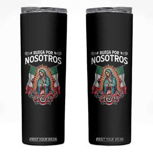 Our Lady of Guadalupe Skinny Tumbler Virgin Mary Mexican Flag TS14 Black Print Your Wear