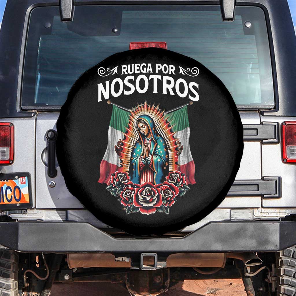 Our Lady of Guadalupe Spare Tire Cover Virgin Mary Mexican Flag TS14 No hole Black Print Your Wear