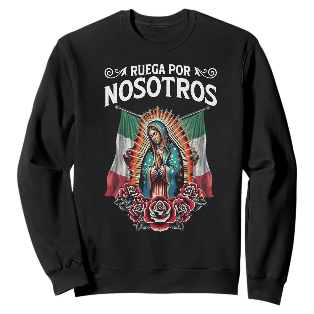 Our Lady of Guadalupe Sweatshirt Virgin Mary Mexican Flag TS14 Black Print Your Wear