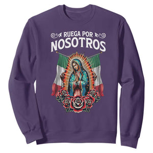 Our Lady of Guadalupe Sweatshirt Virgin Mary Mexican Flag TS14 Purple Print Your Wear