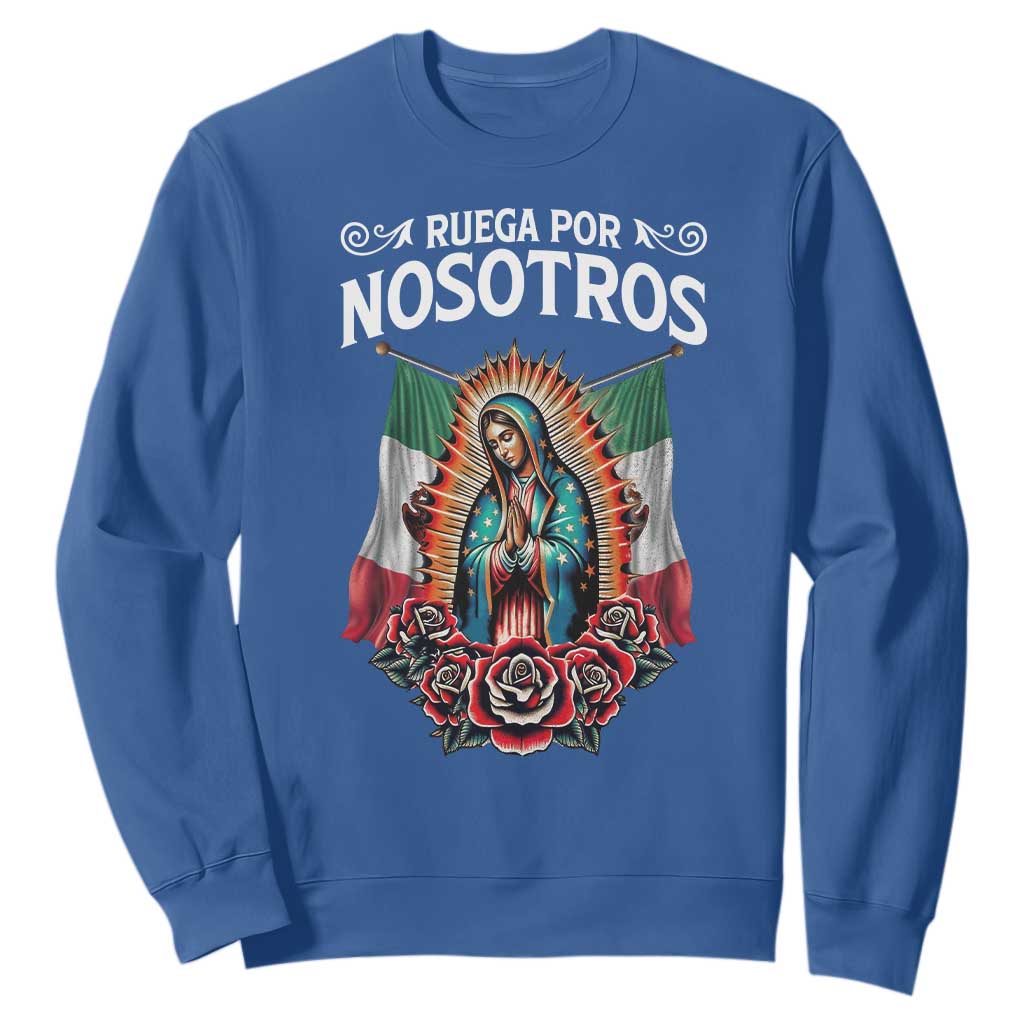 Our Lady of Guadalupe Sweatshirt Virgin Mary Mexican Flag TS14 Royal Blue Print Your Wear