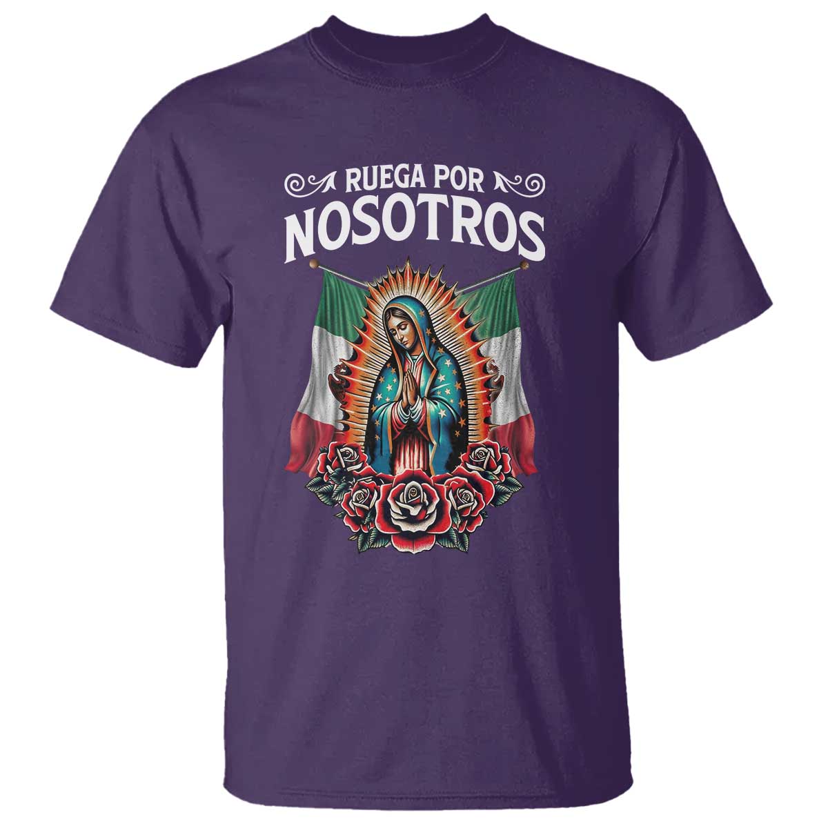 Our Lady of Guadalupe T Shirt Virgin Mary Mexican Flag TS14 Purple Print Your Wear