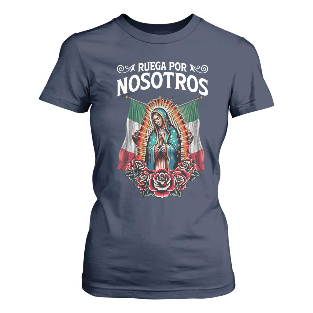 Our Lady of Guadalupe T Shirt For Women Virgin Mary Mexican Flag TS14 Navy Print Your Wear