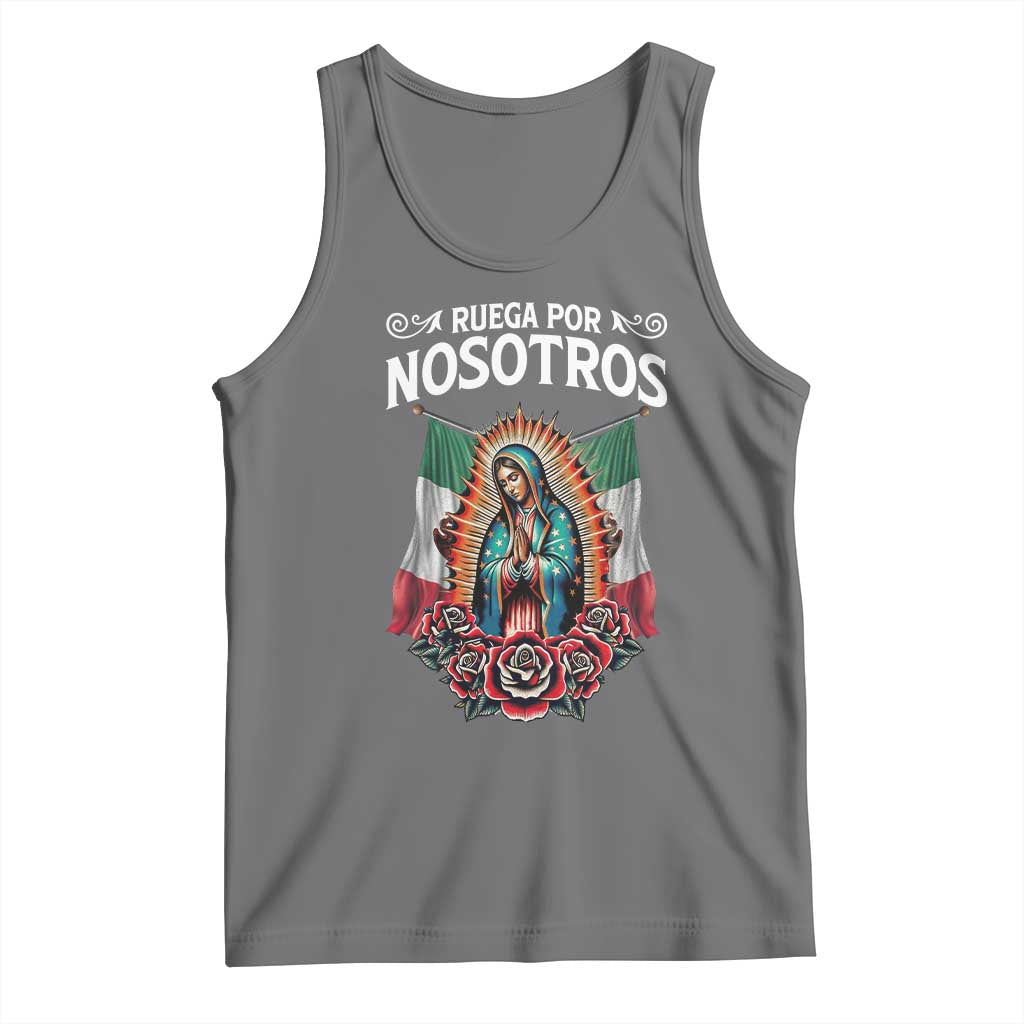 Our Lady of Guadalupe Tank Top Virgin Mary Mexican Flag TS14 Black Heather Print Your Wear