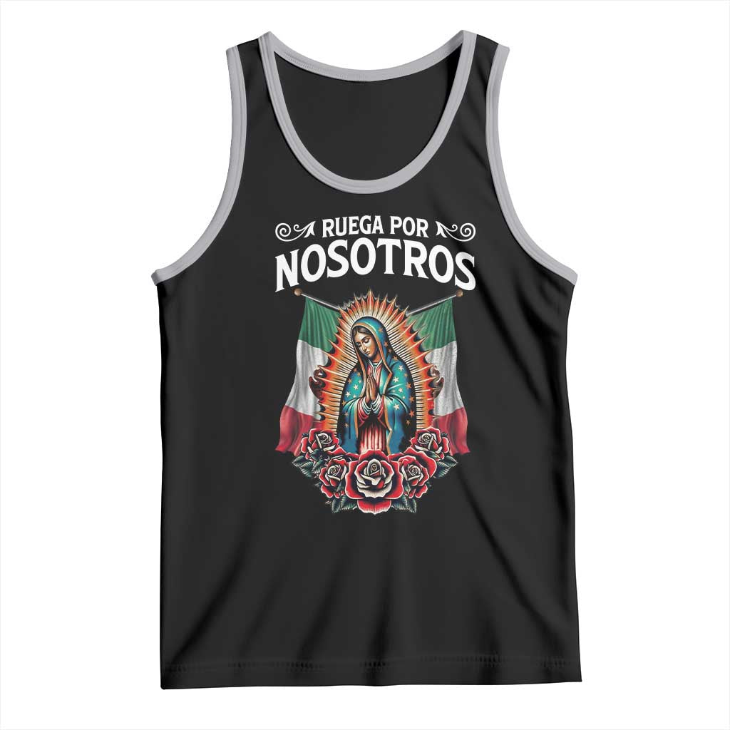 Our Lady of Guadalupe Tank Top Virgin Mary Mexican Flag TS14 Black Athletic Heather Print Your Wear