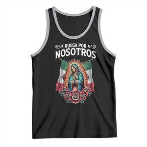 Our Lady of Guadalupe Tank Top Virgin Mary Mexican Flag TS14 Black Athletic Heather Print Your Wear
