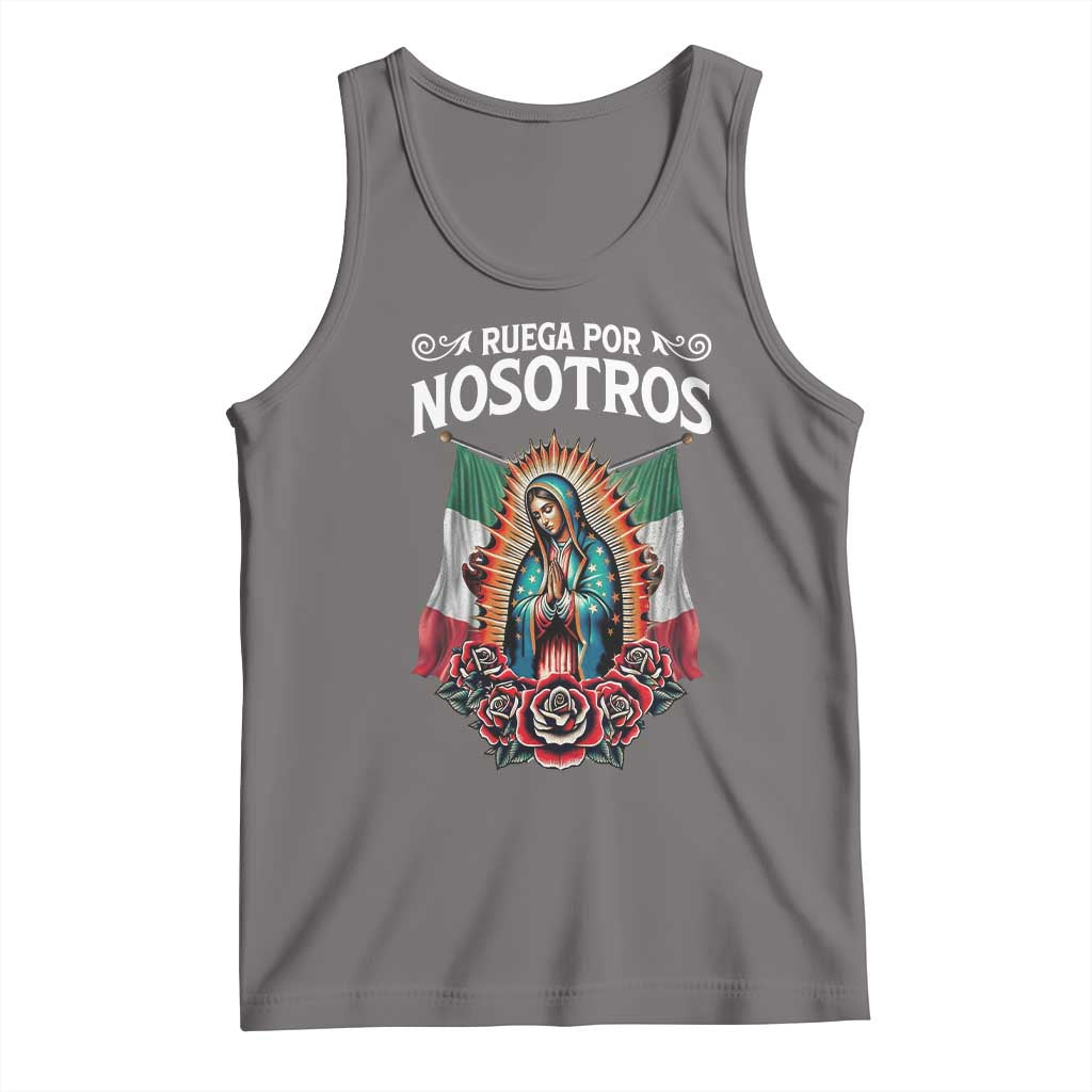 Our Lady of Guadalupe Tank Top Virgin Mary Mexican Flag TS14 Deep Heather Print Your Wear
