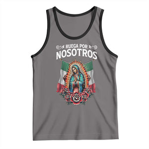 Our Lady of Guadalupe Tank Top Virgin Mary Mexican Flag TS14 Deep Heather Black Print Your Wear