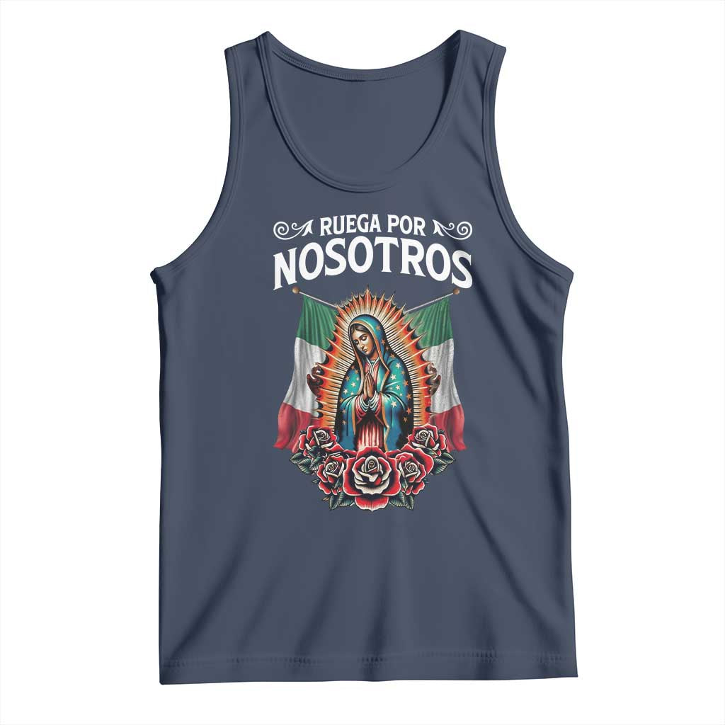 Our Lady of Guadalupe Tank Top Virgin Mary Mexican Flag TS14 Navy Print Your Wear
