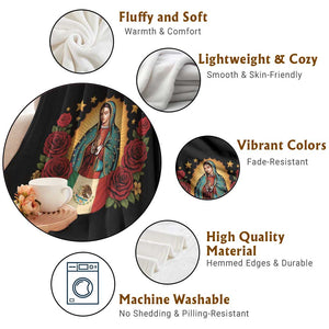 Our Lady of Guadalupe Mexican Flag Throw Blanket TS14 Print Your Wear