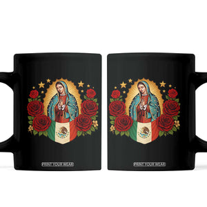 Our Lady of Guadalupe Mexican Flag Coffee Mug TS14 Black Print Your Wear