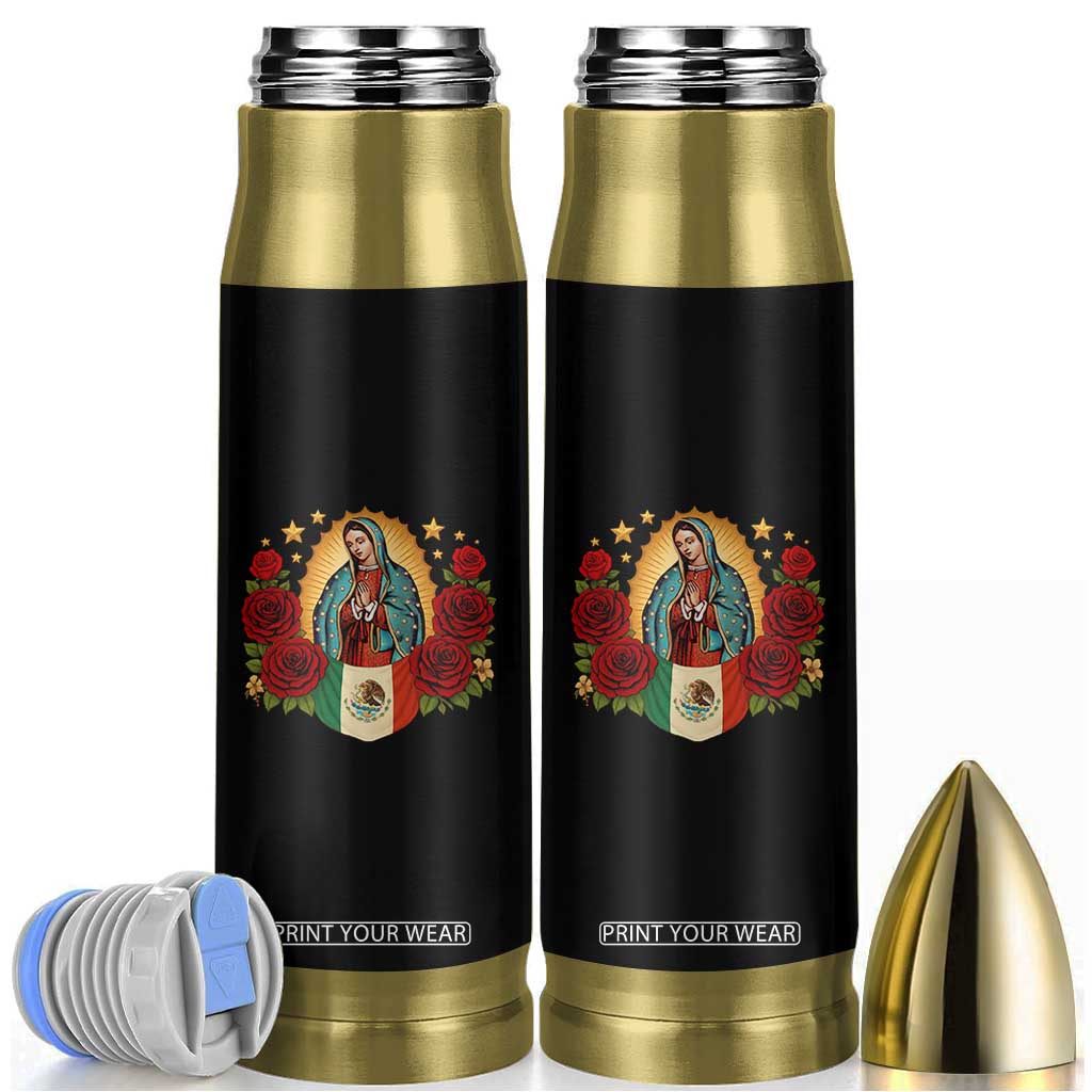 Our Lady of Guadalupe Mexican Flag Bullet Tumbler TS14 Black Print Your Wear