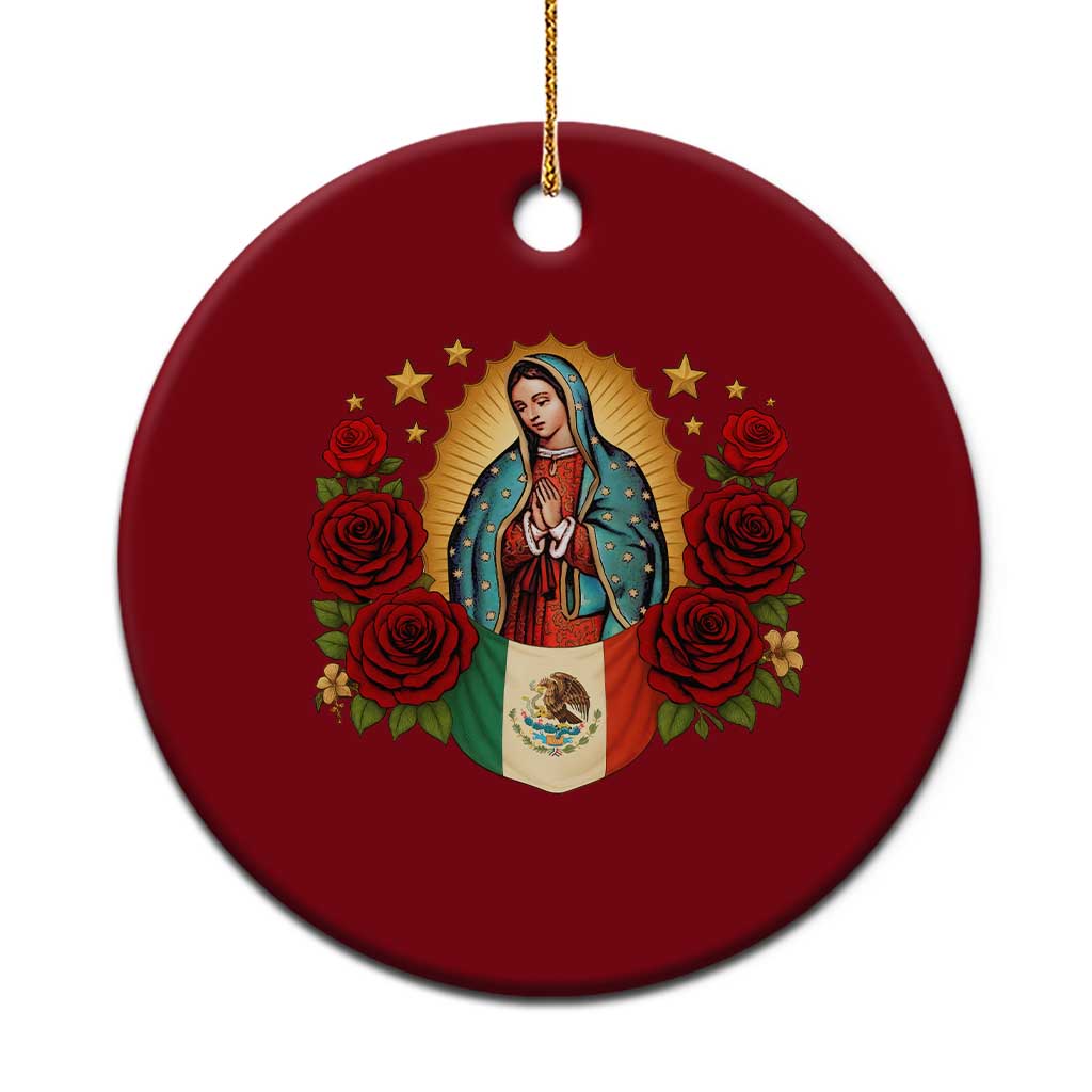 Our Lady of Guadalupe Mexican Flag Ceramic Ornament TS14 1pc Red Print Your Wear