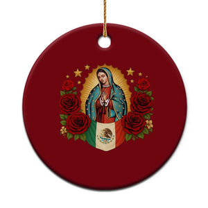 Our Lady of Guadalupe Mexican Flag Ceramic Ornament TS14 1pc Red Print Your Wear