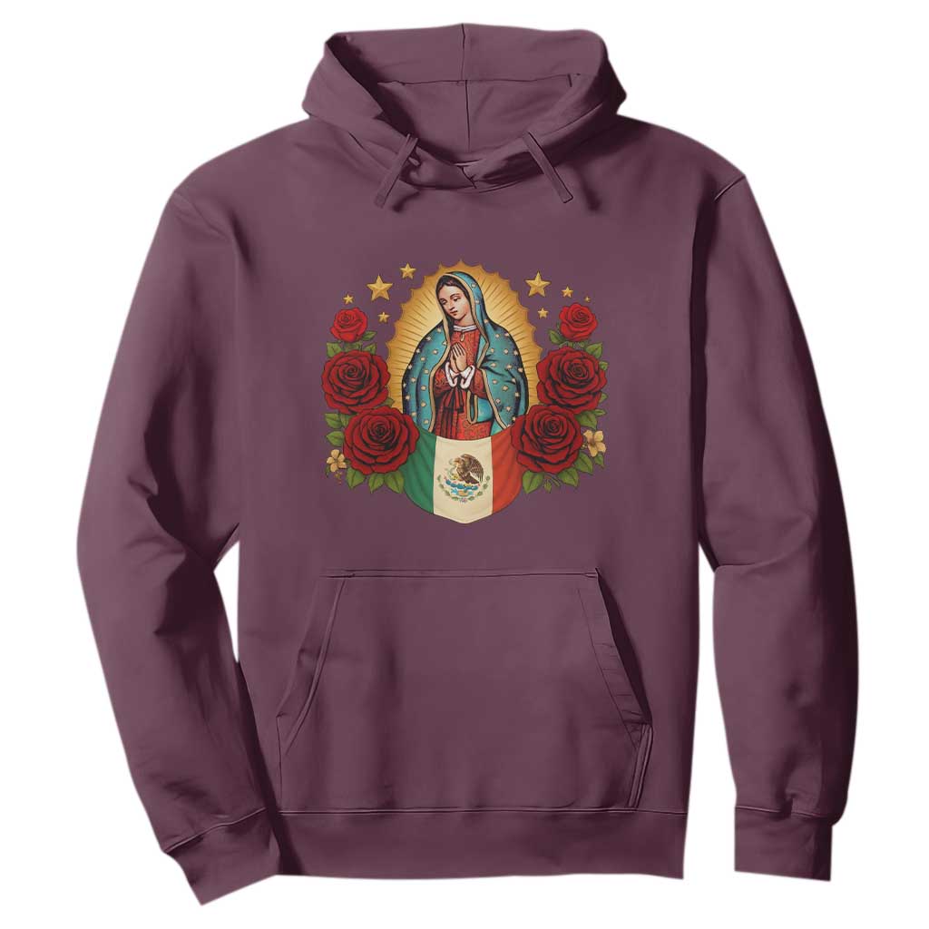 Our Lady of Guadalupe Mexican Flag Hoodie TS14 Maroon Print Your Wear