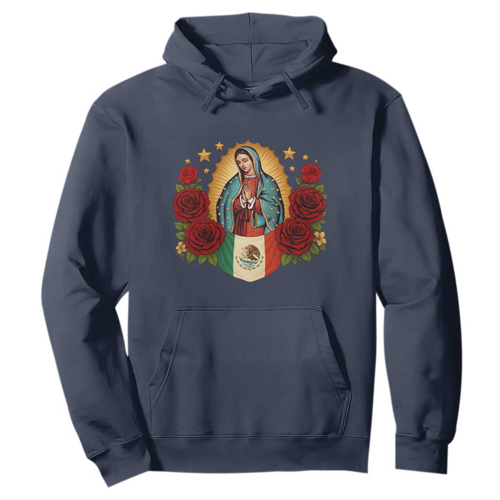 Our Lady of Guadalupe Mexican Flag Hoodie TS14 Navy Print Your Wear