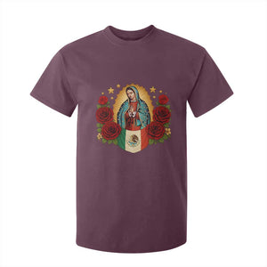 Our Lady of Guadalupe Mexican Flag T Shirt For Kid TS14 Maroon Print Your Wear