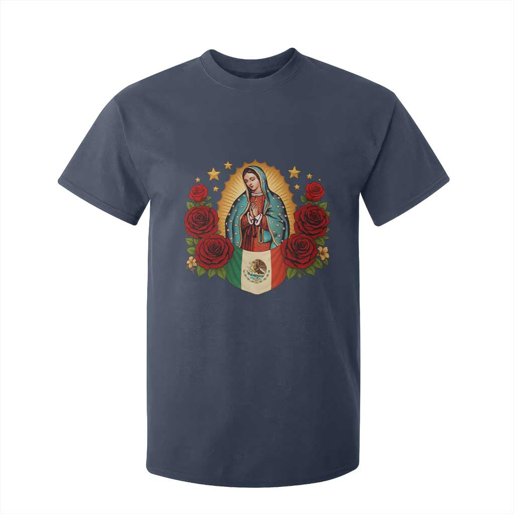 Our Lady of Guadalupe Mexican Flag T Shirt For Kid TS14 Navy Print Your Wear