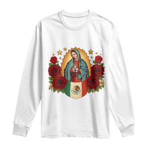 Our Lady of Guadalupe Mexican Flag Long Sleeve Shirt TS14 White Print Your Wear