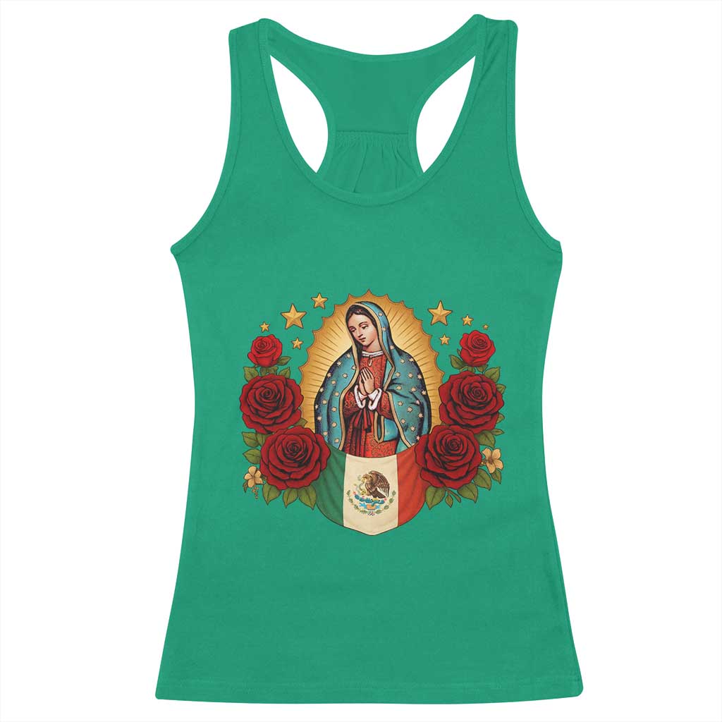 Our Lady of Guadalupe Mexican Flag Racerback Tank Top TS14 Irish Green Print Your Wear