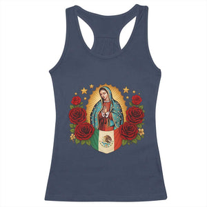 Our Lady of Guadalupe Mexican Flag Racerback Tank Top TS14 Navy Print Your Wear