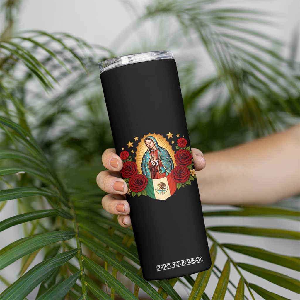 Our Lady of Guadalupe Mexican Flag Skinny Tumbler TS14 Print Your Wear