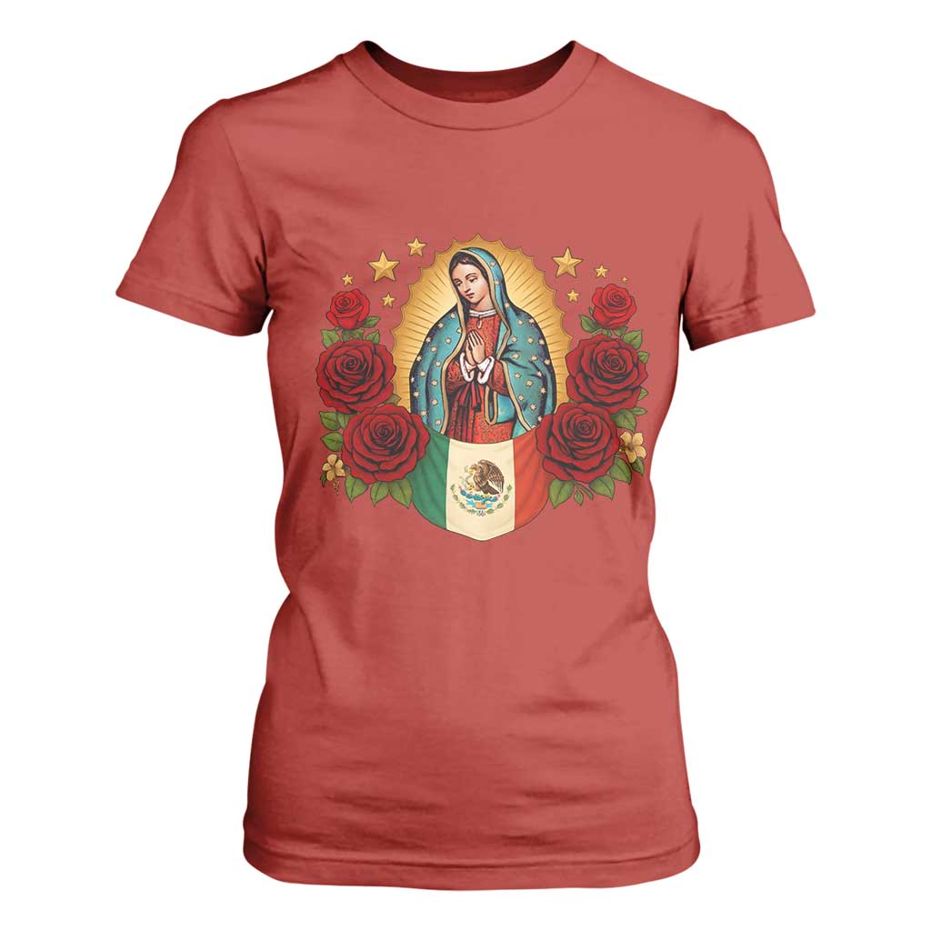 Our Lady of Guadalupe Mexican Flag T Shirt For Women TS14 Red Print Your Wear