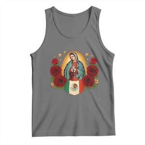 Our Lady of Guadalupe Mexican Flag Tank Top TS14 Black Heather Print Your Wear