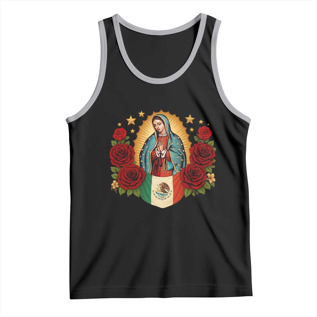 Our Lady of Guadalupe Mexican Flag Tank Top TS14 Black Athletic Heather Print Your Wear