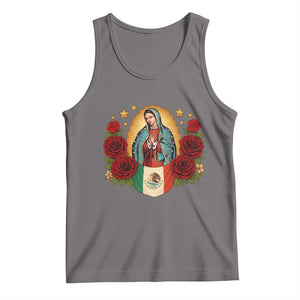 Our Lady of Guadalupe Mexican Flag Tank Top TS14 Deep Heather Print Your Wear