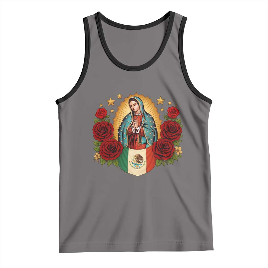 Our Lady of Guadalupe Mexican Flag Tank Top TS14 Deep Heather Black Print Your Wear