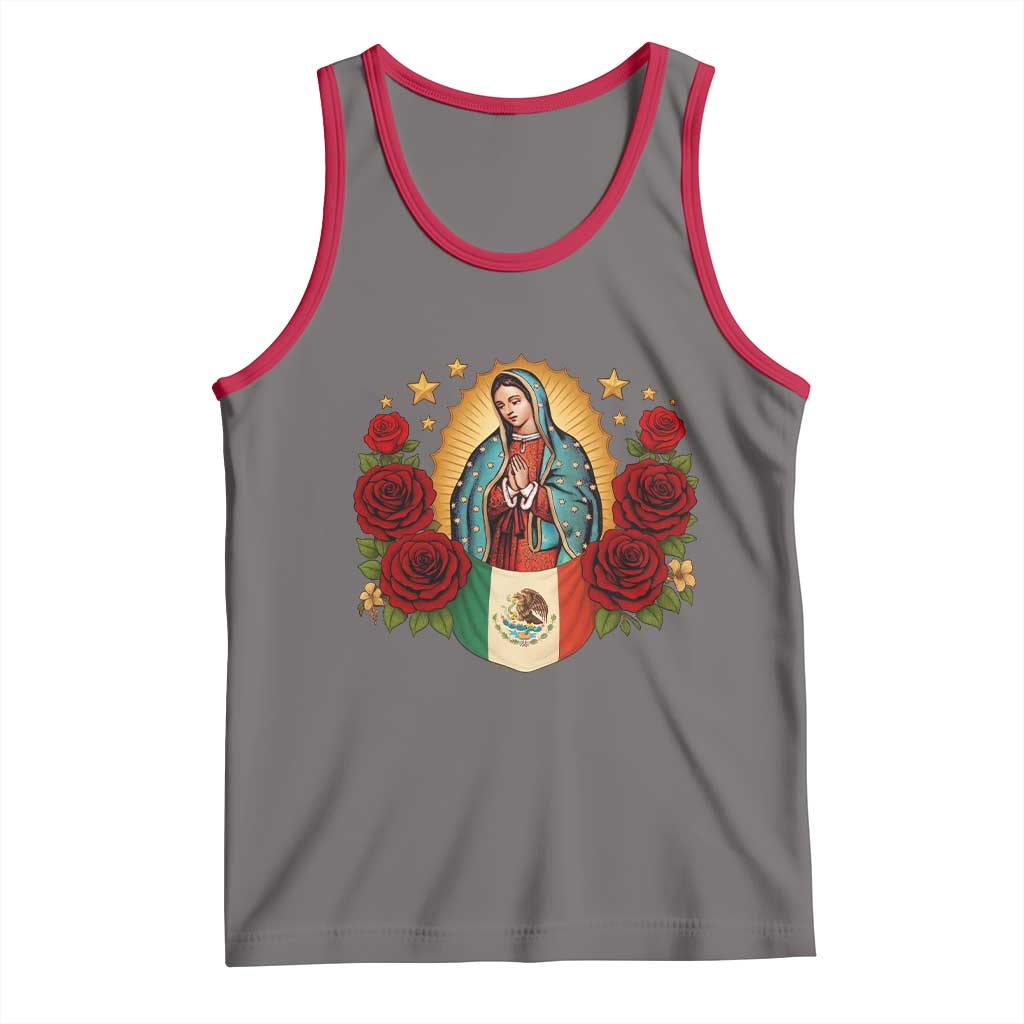 Our Lady of Guadalupe Mexican Flag Tank Top TS14 Deep Heather Red Print Your Wear