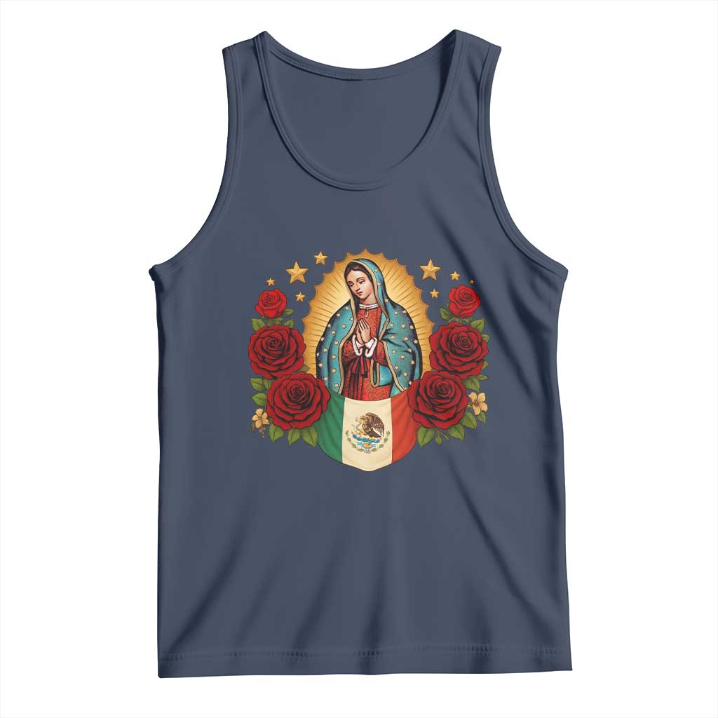 Our Lady of Guadalupe Mexican Flag Tank Top TS14 Navy Print Your Wear