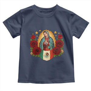 Our Lady of Guadalupe Mexican Flag Toddler T Shirt TS14 Navy Print Your Wear