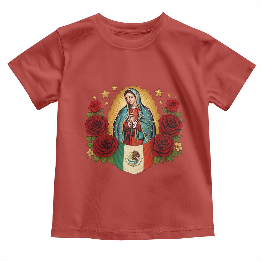 Our Lady of Guadalupe Mexican Flag Toddler T Shirt TS14 Red Print Your Wear