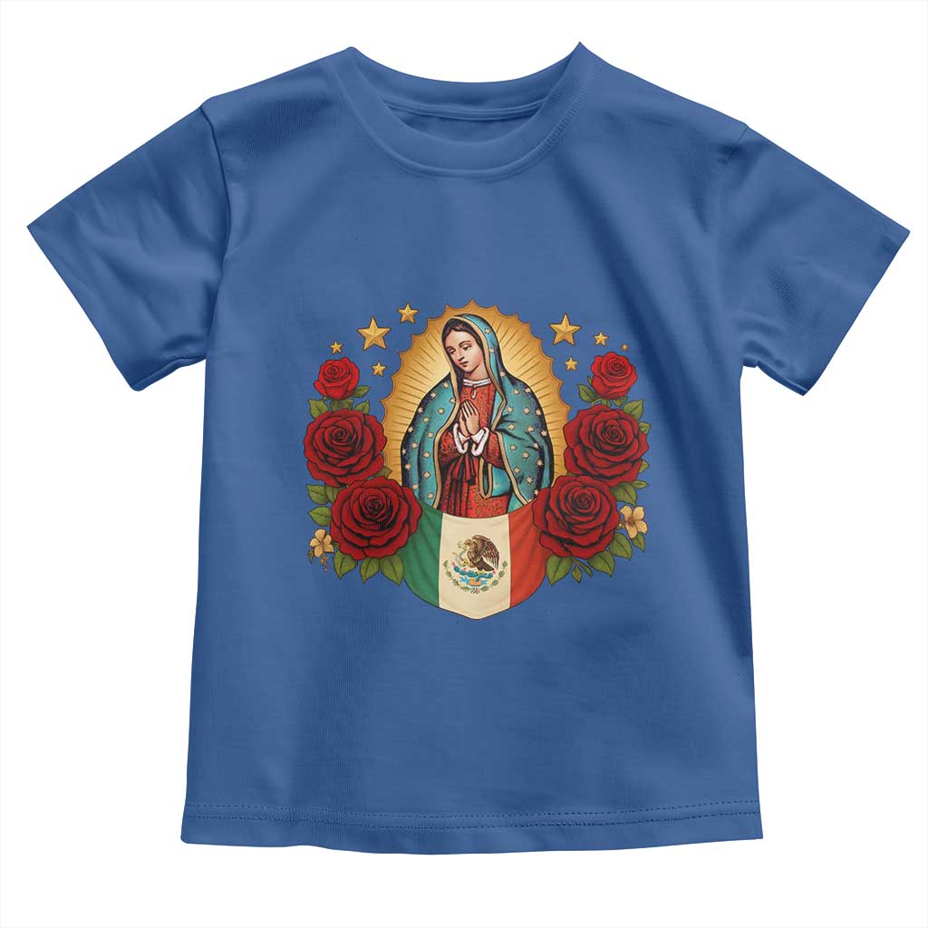 Our Lady of Guadalupe Mexican Flag Toddler T Shirt TS14 Royal Blue Print Your Wear