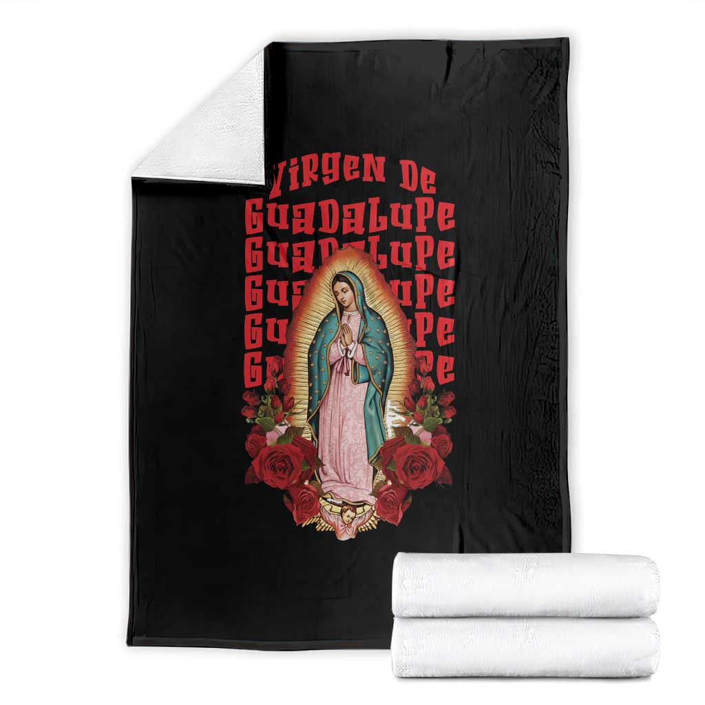 Our Lady of Guadalupe Throw Blanket Saint Virgin Mary Mexican TS14 Black Print Your Wear