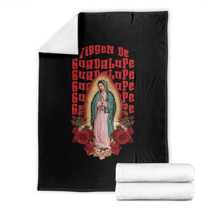 Our Lady of Guadalupe Throw Blanket Saint Virgin Mary Mexican TS14 Black Print Your Wear