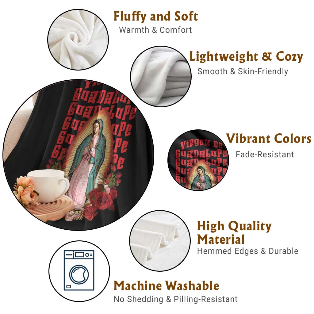 Our Lady of Guadalupe Throw Blanket Saint Virgin Mary Mexican TS14 Print Your Wear