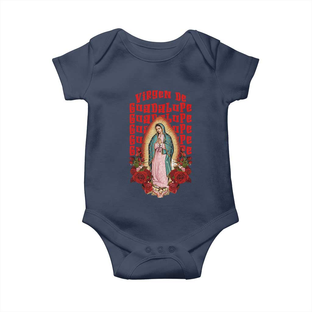 Our Lady of Guadalupe Baby Onesie Saint Virgin Mary Mexican TS14 Navy Print Your Wear