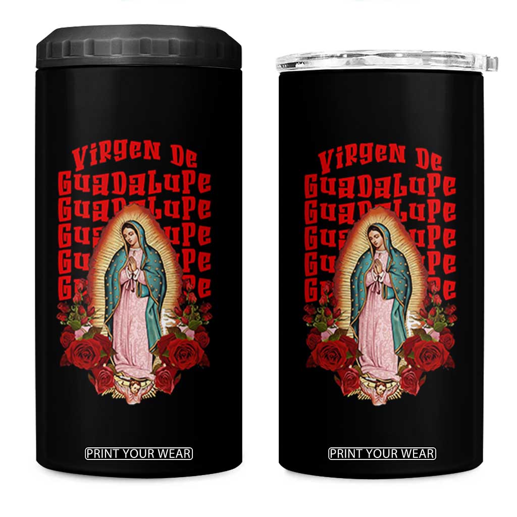 Our Lady of Guadalupe 4 in 1 Can Cooler Tumbler Saint Virgin Mary Mexican TS14 One Size: 16 oz Black Print Your Wear