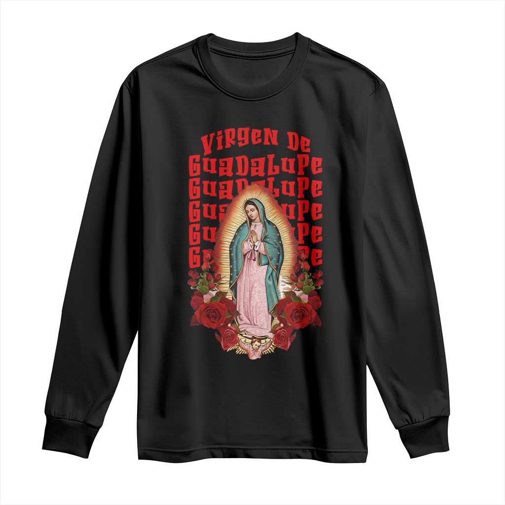 Our Lady of Guadalupe Long Sleeve Shirt Saint Virgin Mary Mexican TS14 Black Print Your Wear