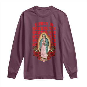 Our Lady of Guadalupe Long Sleeve Shirt Saint Virgin Mary Mexican TS14 Maroon Print Your Wear