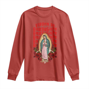 Our Lady of Guadalupe Long Sleeve Shirt Saint Virgin Mary Mexican TS14 Red Print Your Wear